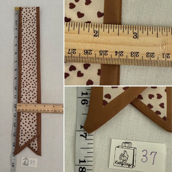 Slim Scarf 34in Heart Print Neck Hair Hat Bag Wrap Romantic Accessory No37 - Picture 6 of 8